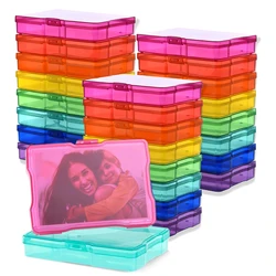 8 Pack Photo Storage Boxes for 4x6 Pictures , Rainbow Colored Cases, Greeting Card Organizer