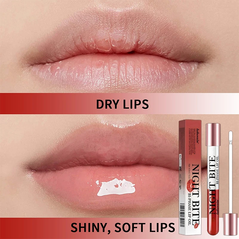 زيت تكثيف الشفاه الفعال زيت الشفاه الممتلئ على الفور يزيد من مرونة الشفاه، ملمع ترطيب يدوم طويلاً، يغذي العناية بالشفاه