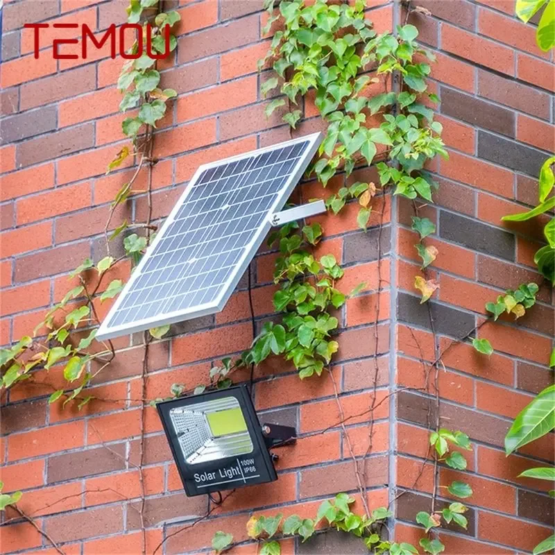 TEMOU Luz Solar 30W 60W 100W 200W Pátio Exterior À Prova D 'Água IP65 Lâmpada de Parede LED Controle Remoto