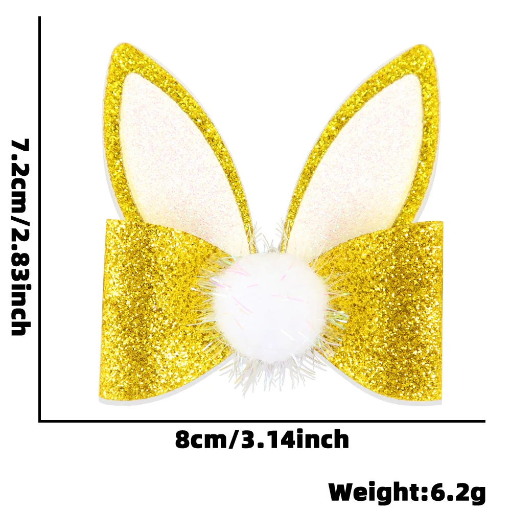 Easter Party Hair Clips - Kids Glitter Rabbit Ears Bow Chick Egg Hairpins - Children\'s Festival Hair Accessories