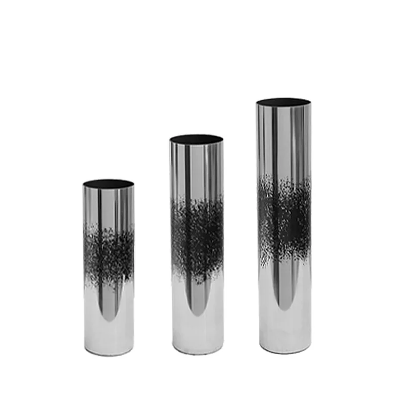 

Light luxury bonsai metal cylindrical stainless steel inkjet flower device, restaurant model room sales office