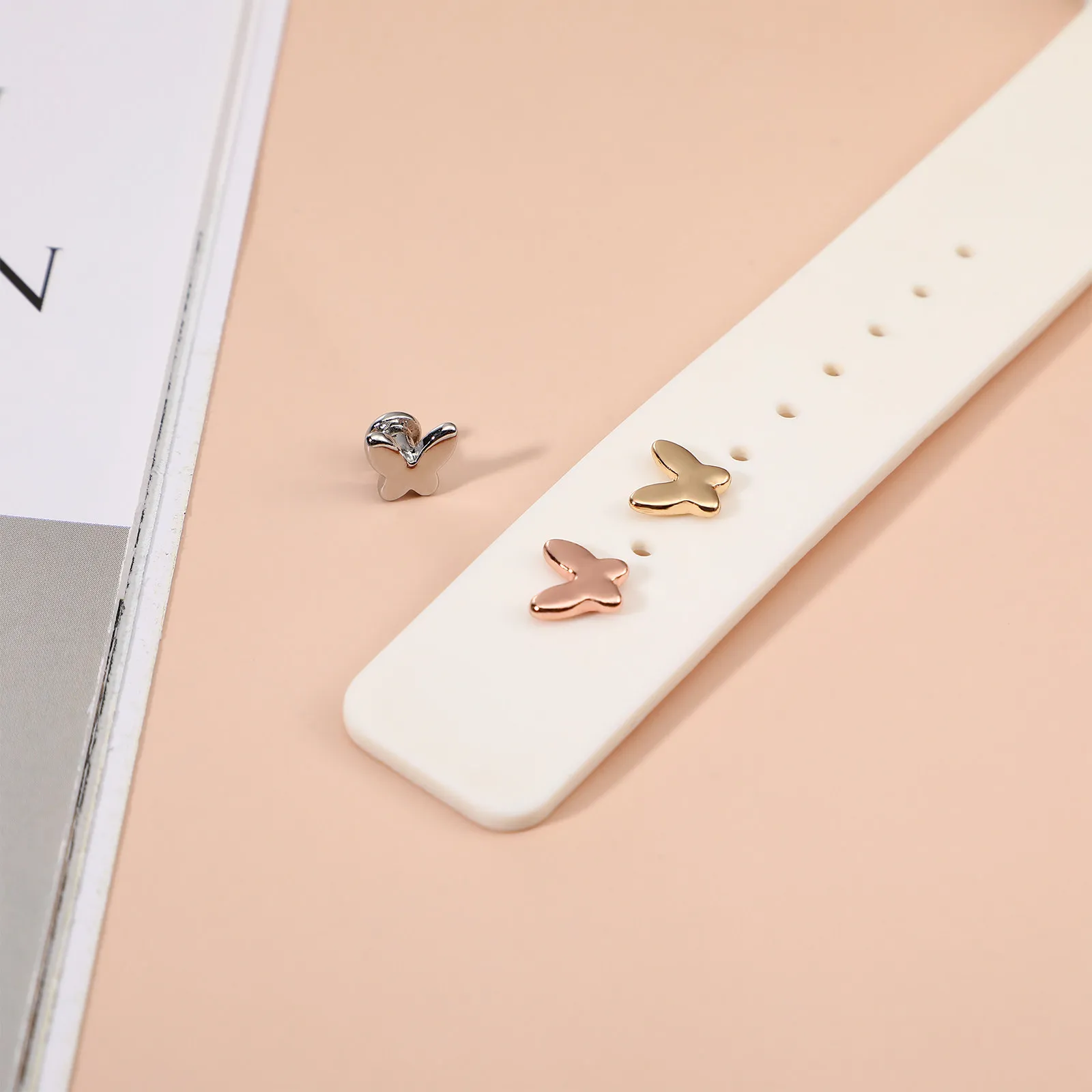 3Pcs Watchband Nails Charms Butterfly Silicone Decorative Studs Accessories Smartwatch Personalization Fashion