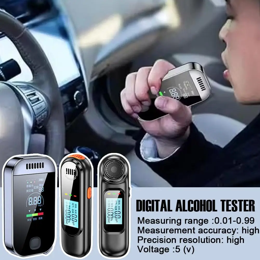 

Non-Contact Alcohol Tester Breathalyzer USB Rechargeable Digital Tester Automobile with Display LED Accessories Portable J8M8