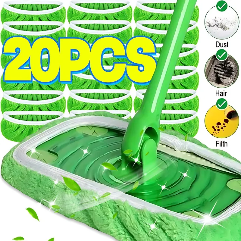 

Sweeper Wet & Dry Cleaning Cloths Reusable Microfiber Mop Pads Green Furniture Flooring Mop Head Replacement Washable Rag Towel