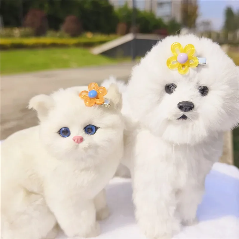 Pet Supplies 1/2pcs Pet Cat Hair Clips Flower Shape Hairpin for Small Dog 10 Colors Alloy Clip Grooming Hair Dog Accessories