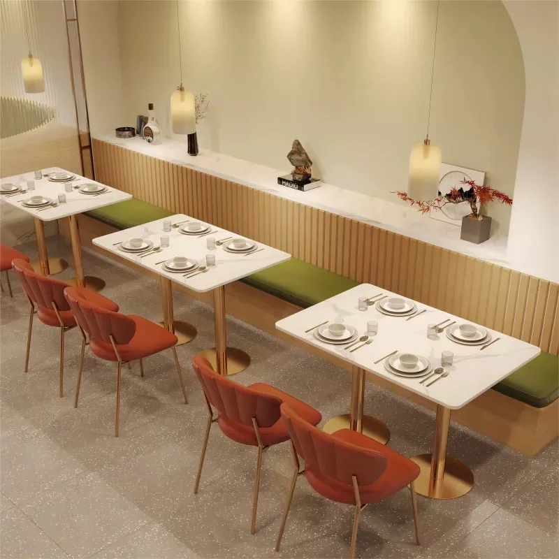 Modern Custom Square Coffee Shop Table and Chair Commercial Restaurant Booth Seats Furniture Set for Cafe One Stop Project