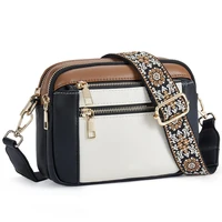 Bolso de hombro con correa ancha y elegante para mujer, bandolera de piel sintética con múltiples bolsillos, bolso de viaje con correa ajustable