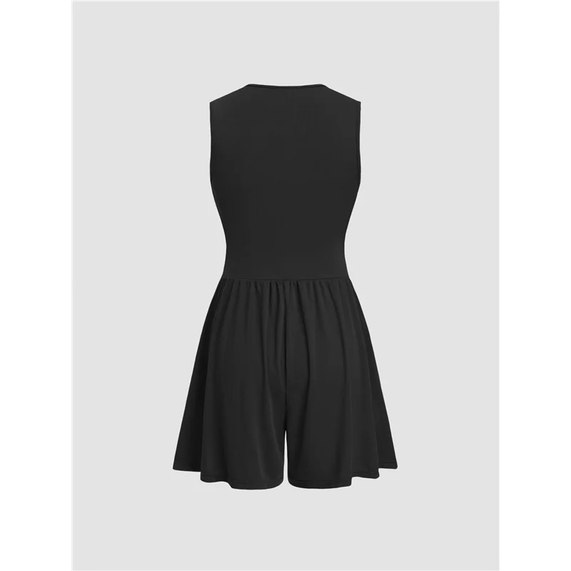 بدلة قفز نسائية من ABUM برقبة على شكل حرف V عميقة وربطة عنق مثيرة - زي صغير للحفلات الموسيقية