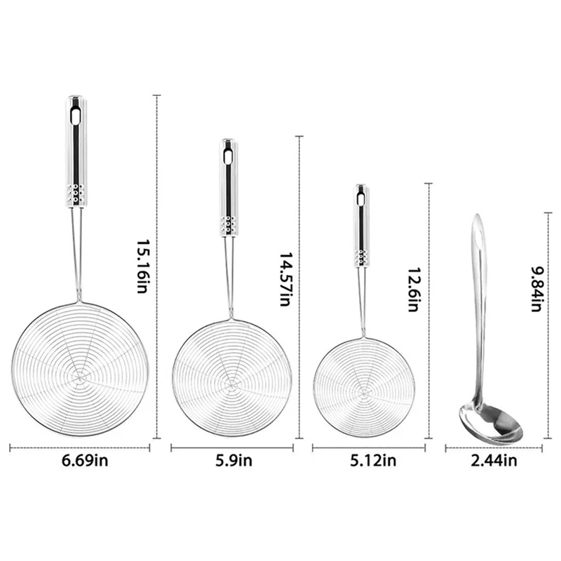

JFB Skimmer Spoon, 8 Pack Stainless Steel Spider Strainer Skimmer Spoon, Donut Spoon, Skimmer Spoon For Kitchen Deep Fryer