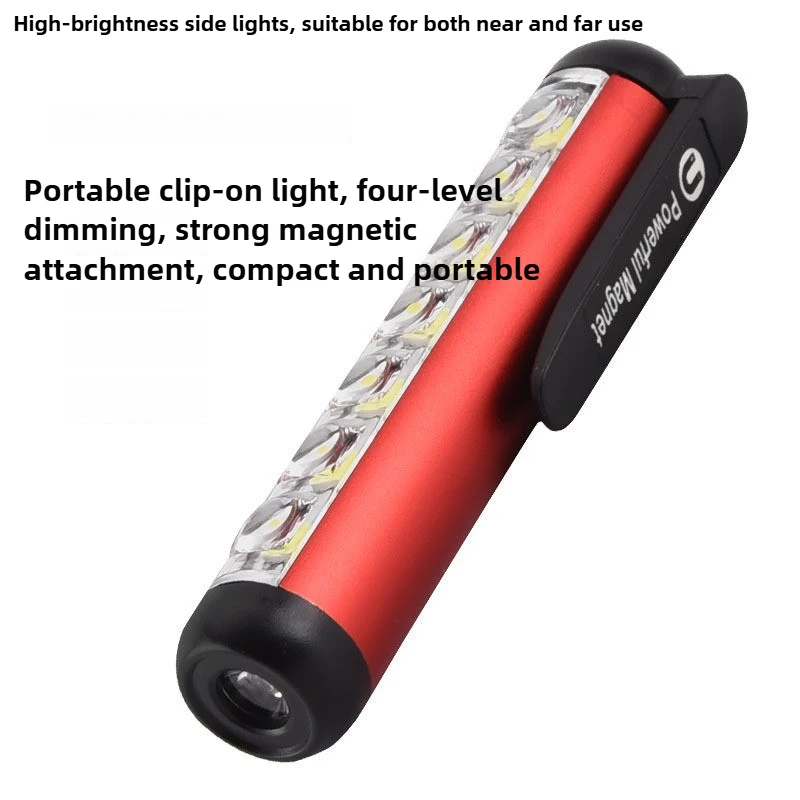 크로스보더 신형 XPE COB 손전등, TYPE-C 충전, 펜 클립, 자석, 휴대용 경량 펜 라이트 소형 손전등