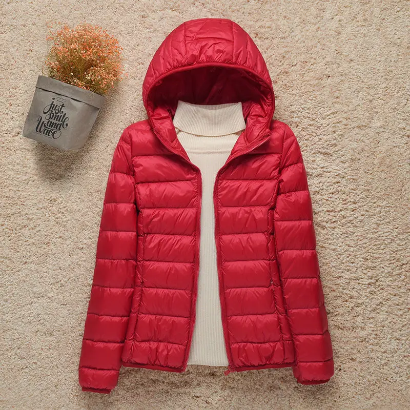 Plus Size Light Down Jacket Women Inner Cloth Autumn Winter Slim Short Stand Collar Warm White Duck Down Coat Women Outerwear