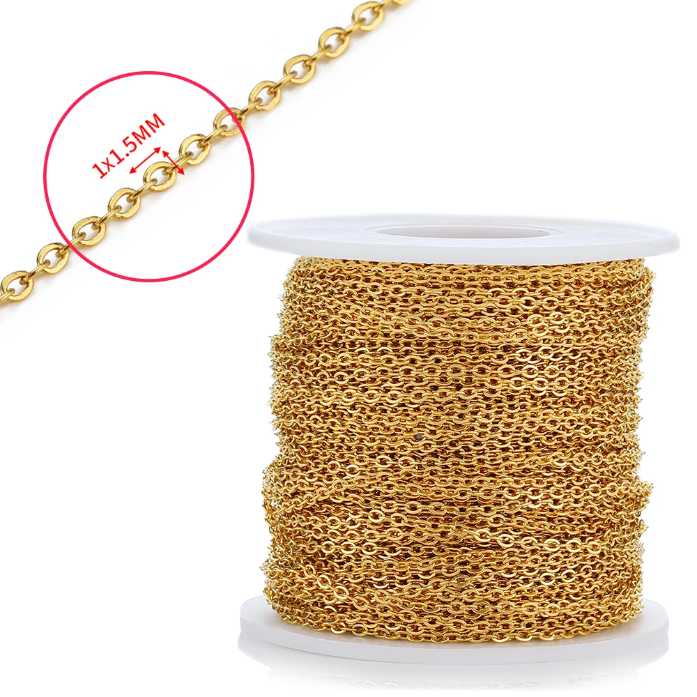 10 Meter 2 Meter Goldfarbene Edelstahl O-förmige Gedrehte Ketten DIY Halskette Armband Körperkette Schmuckherstellung Zubehör
