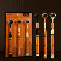 3PCS/Set Orange Triple Head Toothbrush Ultra Fine Soft Bristles For Adult Daily Home Care Travel Portable Kit