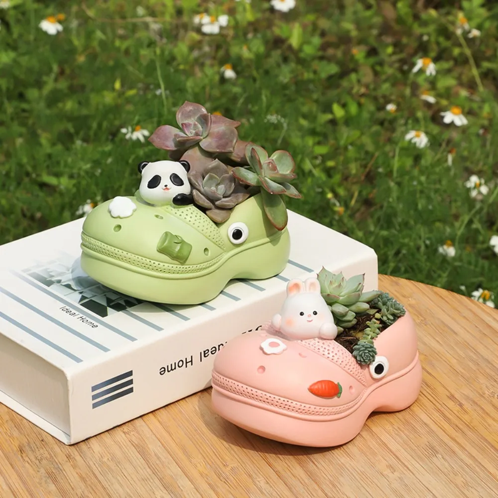 

Cartoon Resin Hole Shoes Succulent Flower Pot Ornaments Outdoor Balcony Courtyard Animal Potted Plants Crafts Garden Decoration