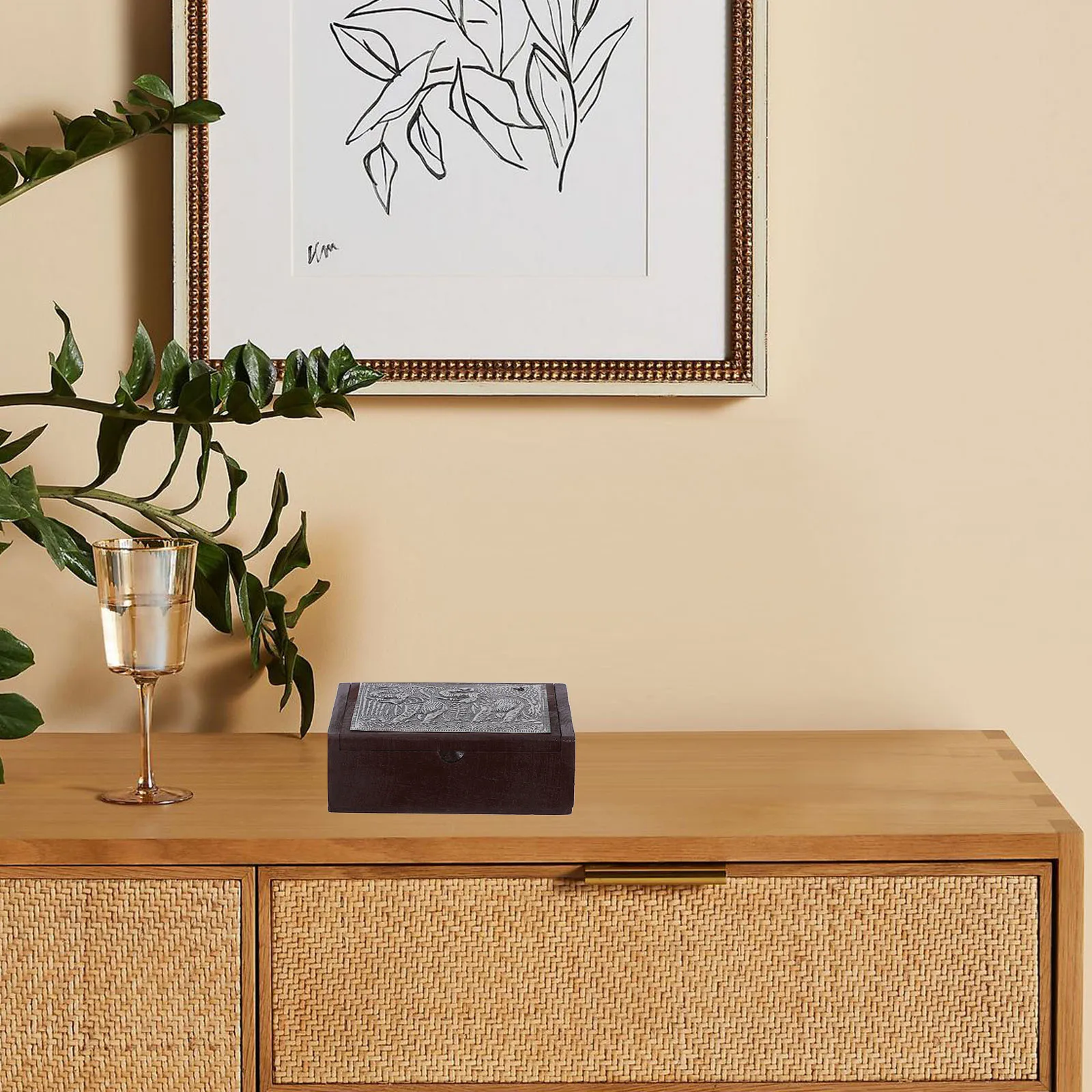 Mallette de rangement pour cartes en bois, rabat fonctionnel pour recettes, cartes de visite, porte-monnaie organisé, bureau léger