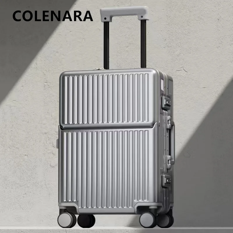 COLENARA Aluminum Frame Suitcase USB Charging Multifunctional Boarding Box 20