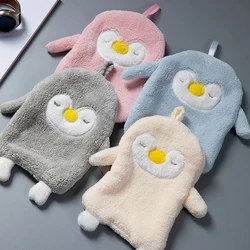 Asciugamano in microfibra pinguino cartone animato asciugamano Super assorbente panno per la pulizia della cucina in corallo morbido tipo appeso asciugamani da bagno per bambini