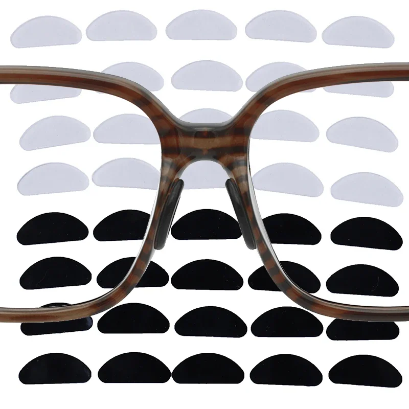 25 Pairs Glasses Nose Pads Adhesive Silicone Nose Pads Non-slip Clear Black Thin Nosepads for Glasses Eyeglasses Accessories