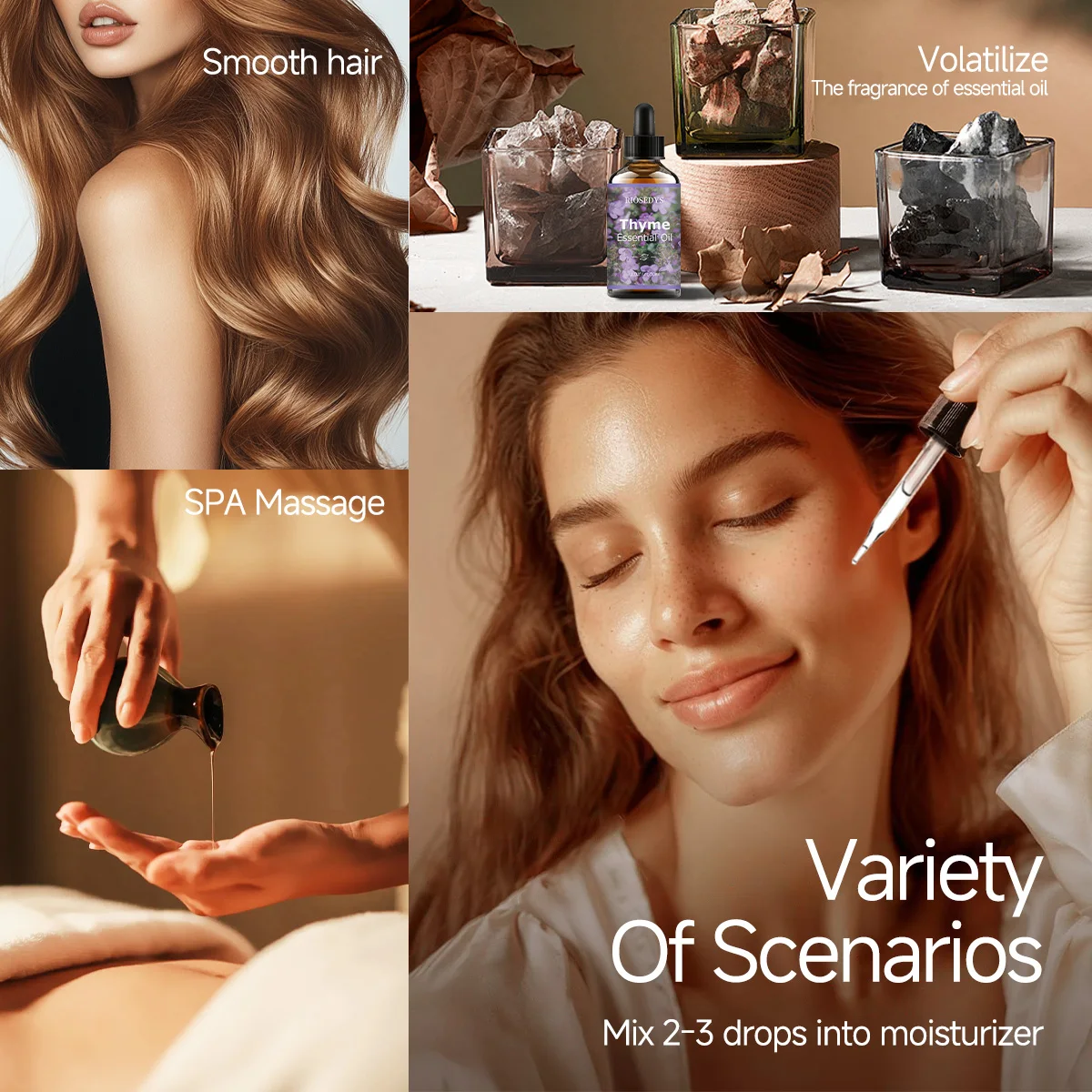 زيت الزعتر العطري، مع عطر الأزهار، مثالي للعلاج العطري وتدليك الجسم، مغذي وعناية بشعرك