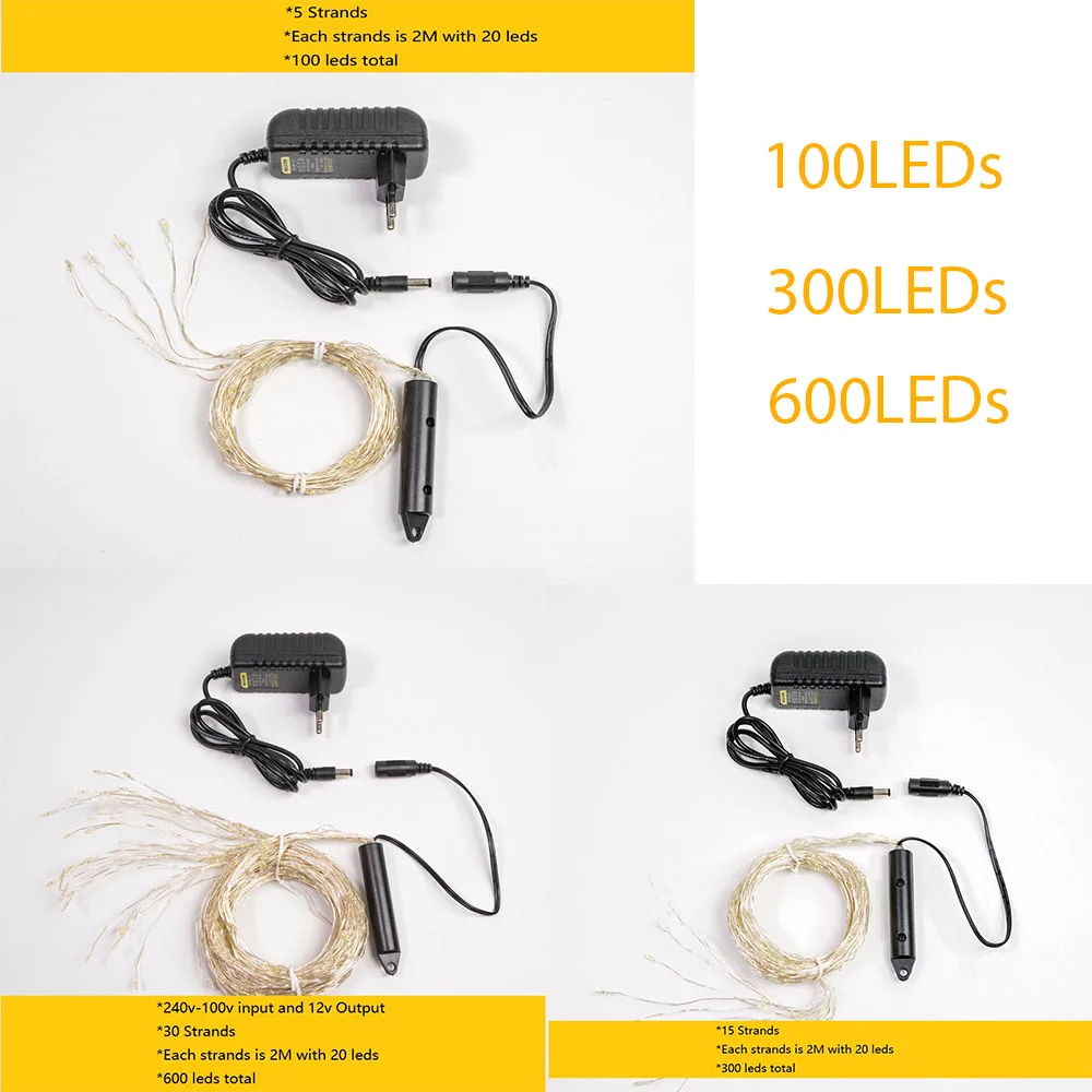Halloween Fairy String Lights 600 LED Purple Waterfall Lights for Christmas Curtain Outdoor Tree Garlands Holiday Wedding Party