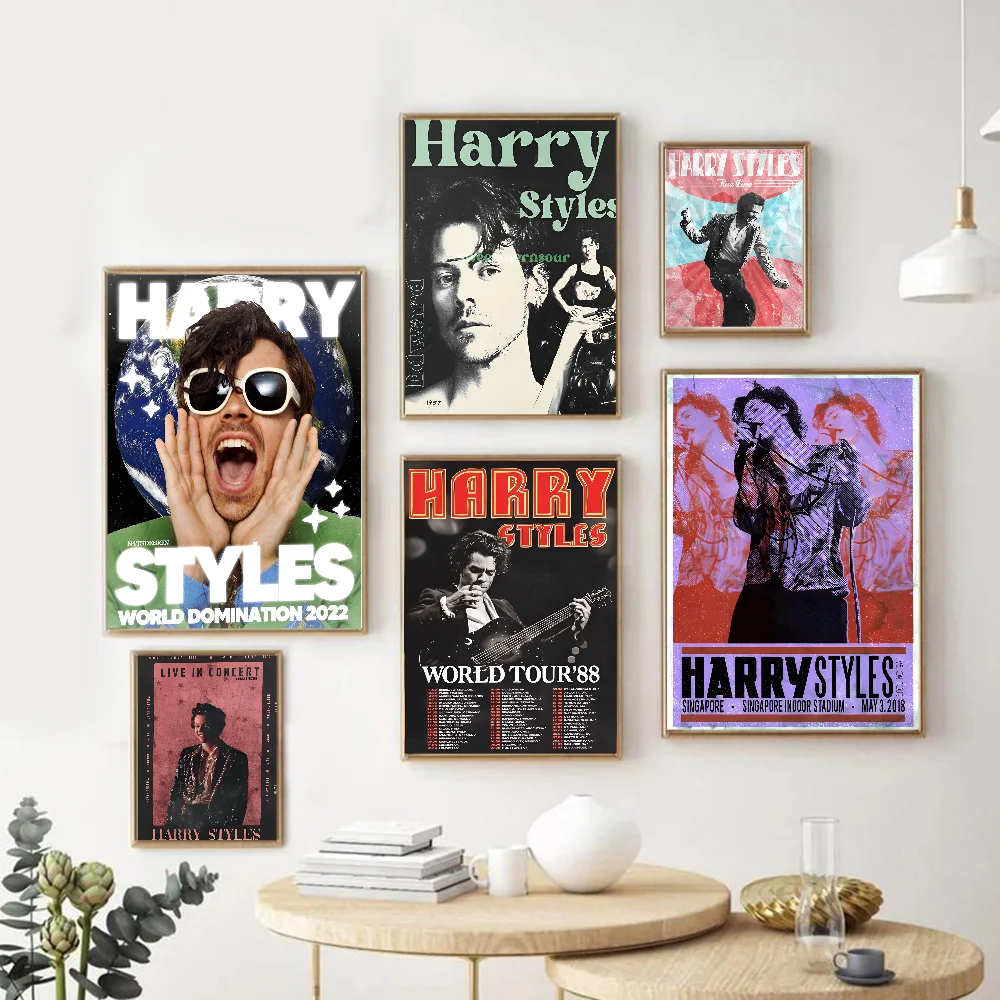 Famous Pop Singer H-Harris-Styles DIY Sticky Poster Waterproof Paper Sticker Coffee House Bar Stickers Wall Painting