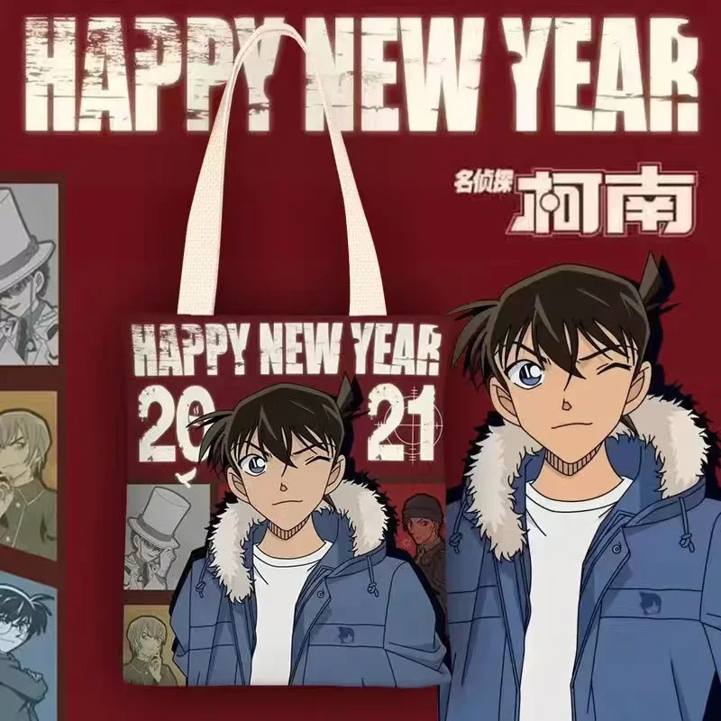 Detective conan-学生用キャンバスバッグ、大容量ショルダーバッグ、漫画ショッピング、環境保護、ファッション