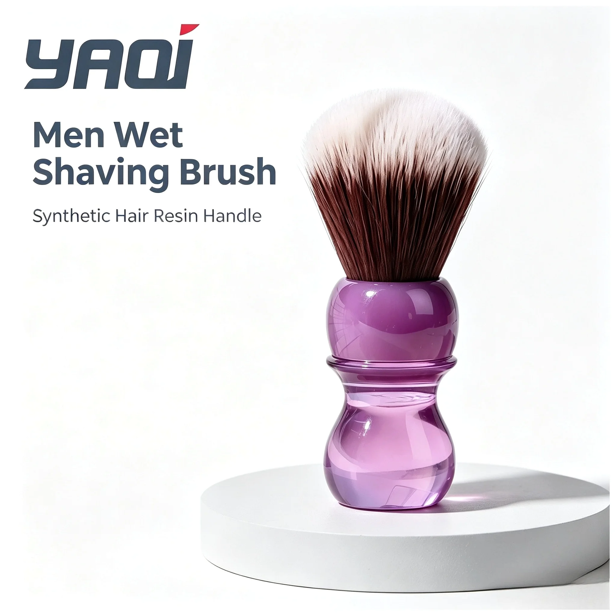 YAQI Wet Shaving Brush 24mm with Purple Handle Mink/Synthetic Hair Knot Beard And Face Grooming Tool for Men 2026