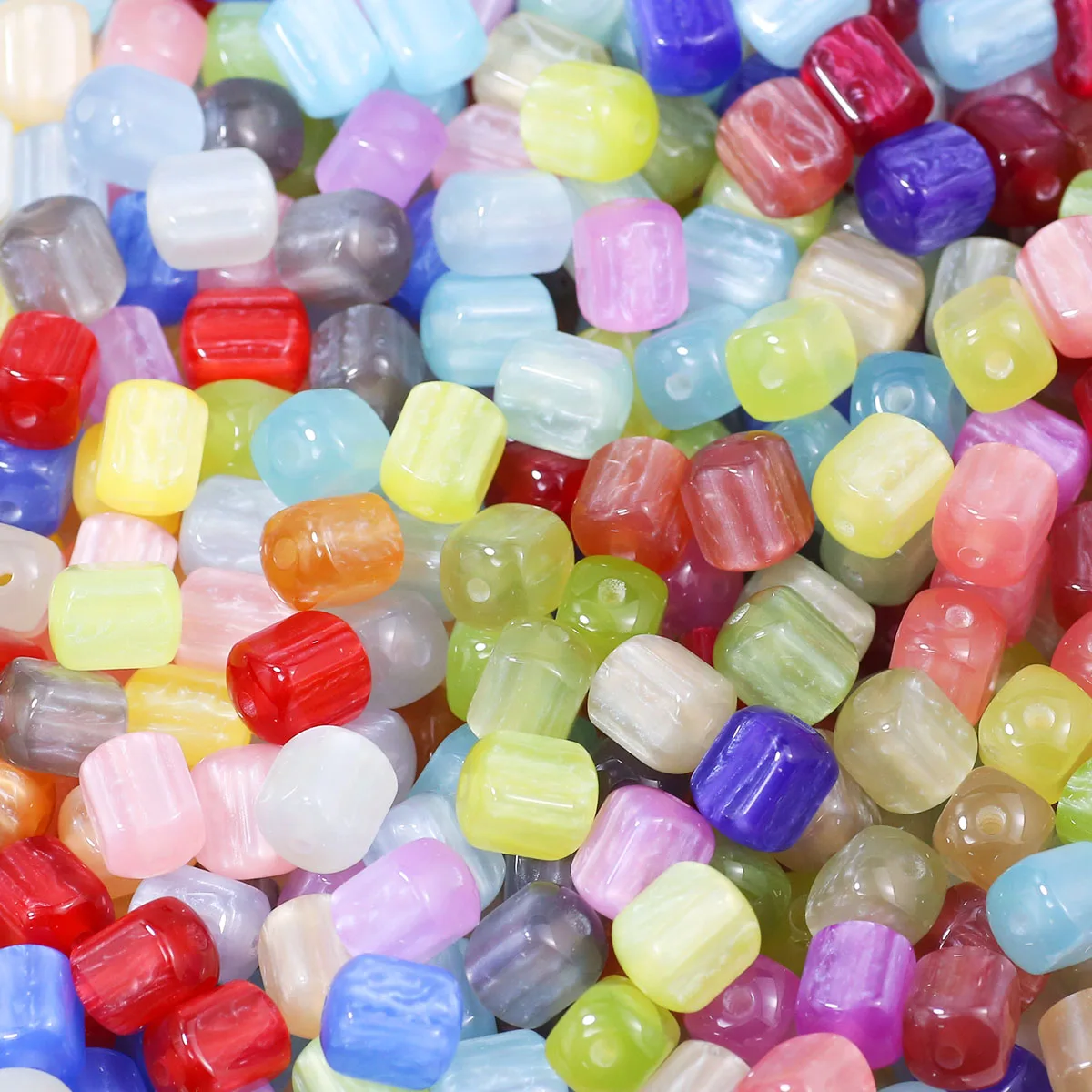 

10pcs 11x9mm Acrylic Colorful Cat Eye Beads Square Spacer Beads for DIY Bracelet Necklace Earrings Jewelry Making Accessories