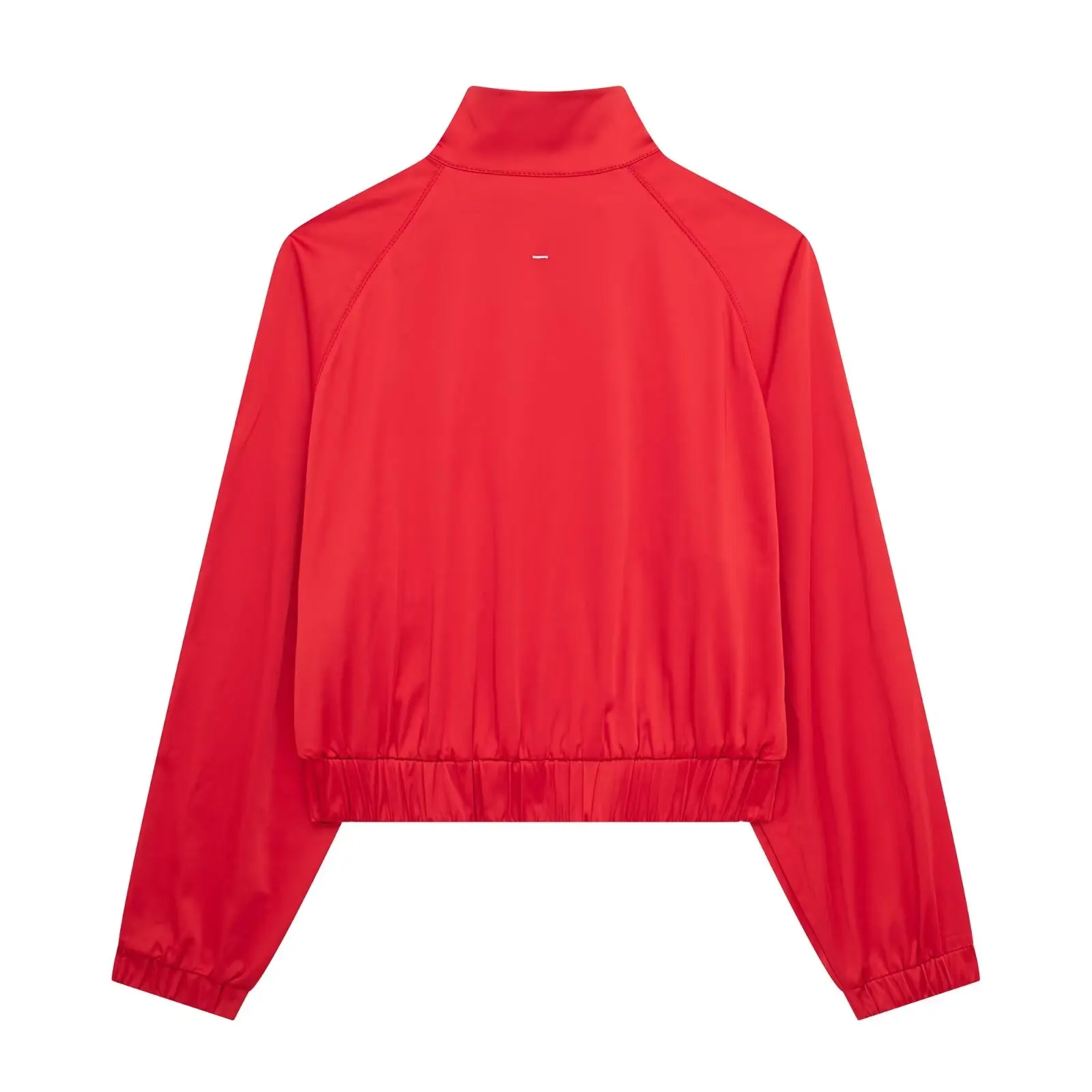 Tangada 2024 Women Red Oversized Crop Jacket Coat Zipper Long Sleeve Female Outwear 3H0325