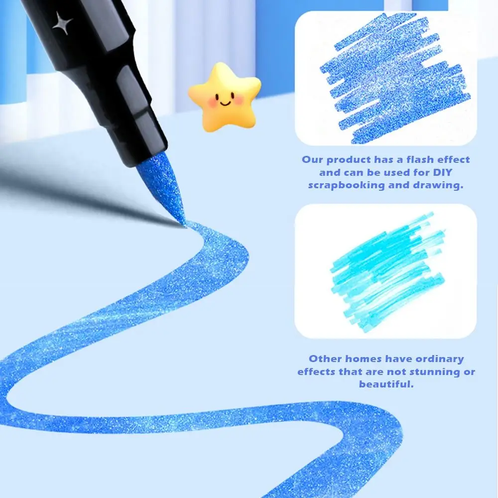 

Multifunctional 72 Colors Glitter Pen Soft Head Glitter Effect Art Marker Pen Magic Highlighter DIY Drawing