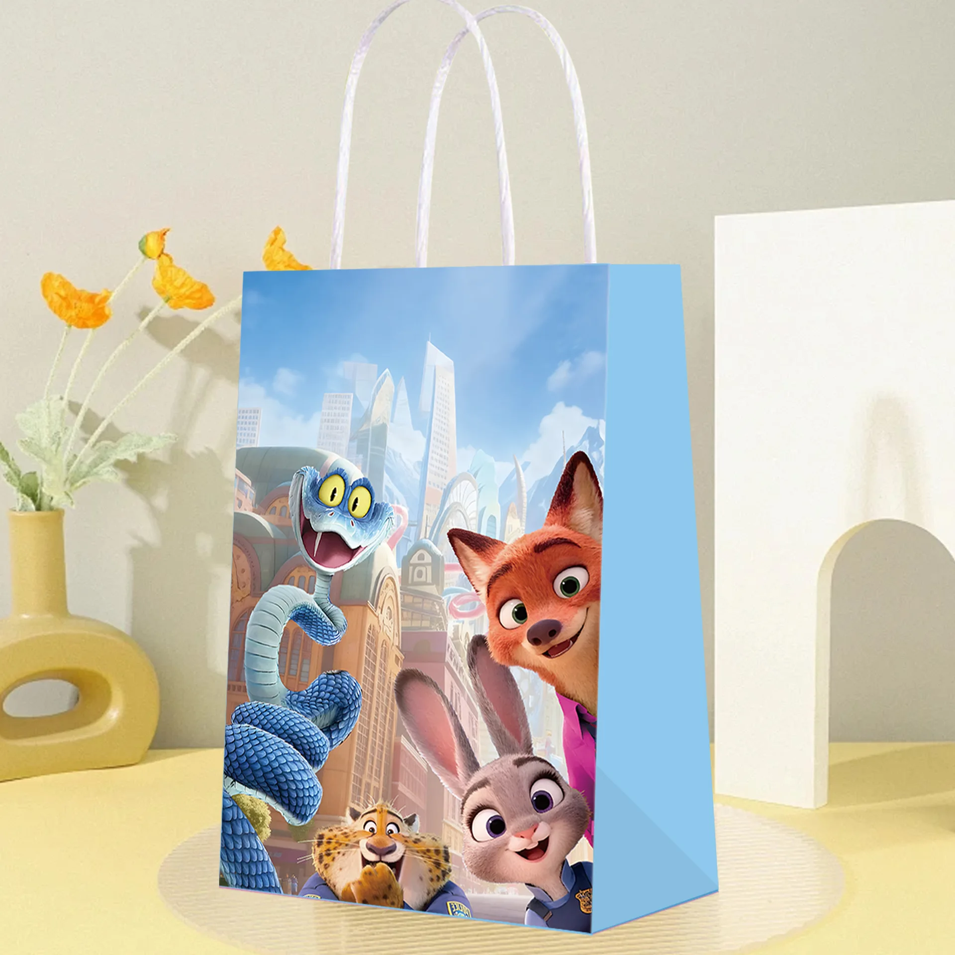 12pcs Disney Zootopia gift bags, candy bags, gift packaging bags, double-sided printing, festival gifts, festival party supplies