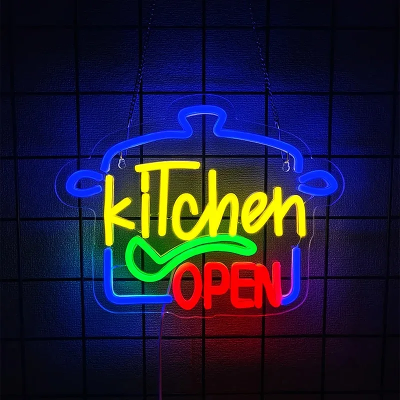 

Open Kitchen LED Neon Sign, USB Wall Light for Home Restaurant Decor