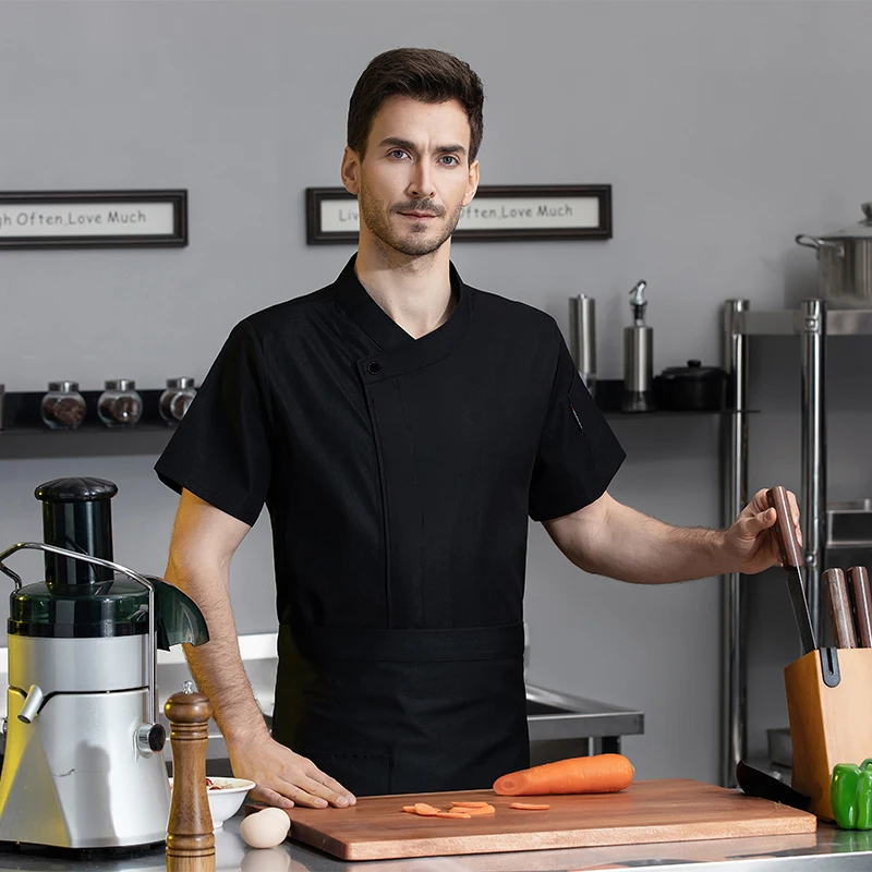 Food service Chef Uniform Hotel Kitchen Work Tops Restaurant Cooking Shirt Bakery Café Waiter Workwear for Cook Jacket Cap Suit