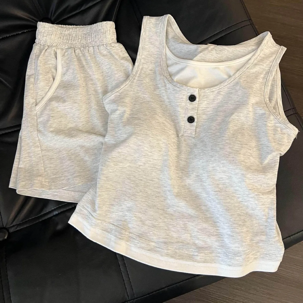 Simple Solid Color Casual Sleeveless Pajamas for Women, New Spring and Summer Spaghetti Strap Shorts Homewear Set, Summer Outfit