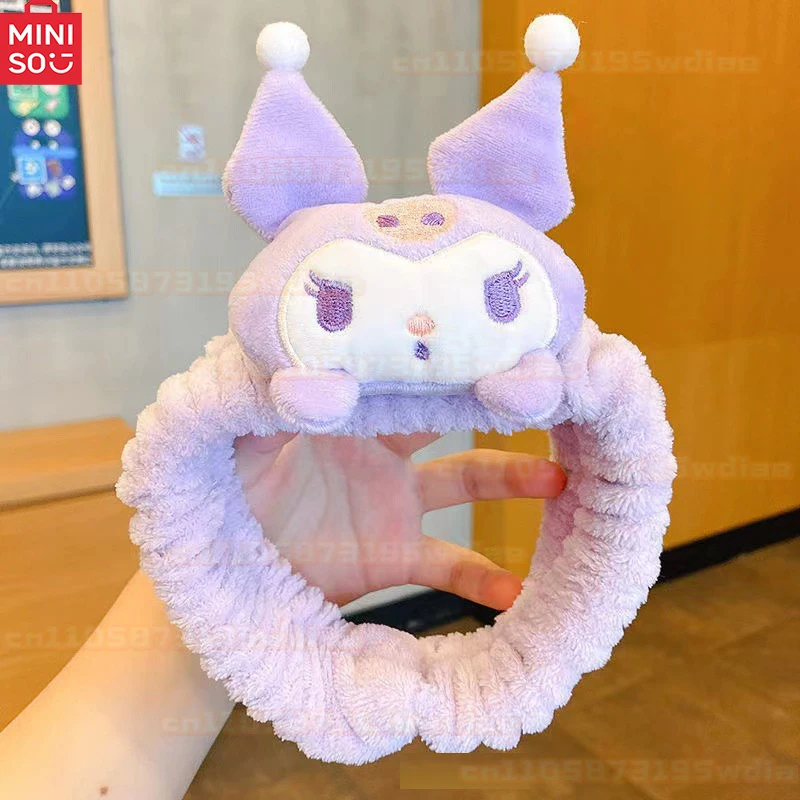 Morbido fascia per capelli in peluche Kuromi Adorabile My Melody Cinnamoroll Fascia elastica antiscivolo per ragazza Trucco Accessori per capelli per il lavaggio del viso