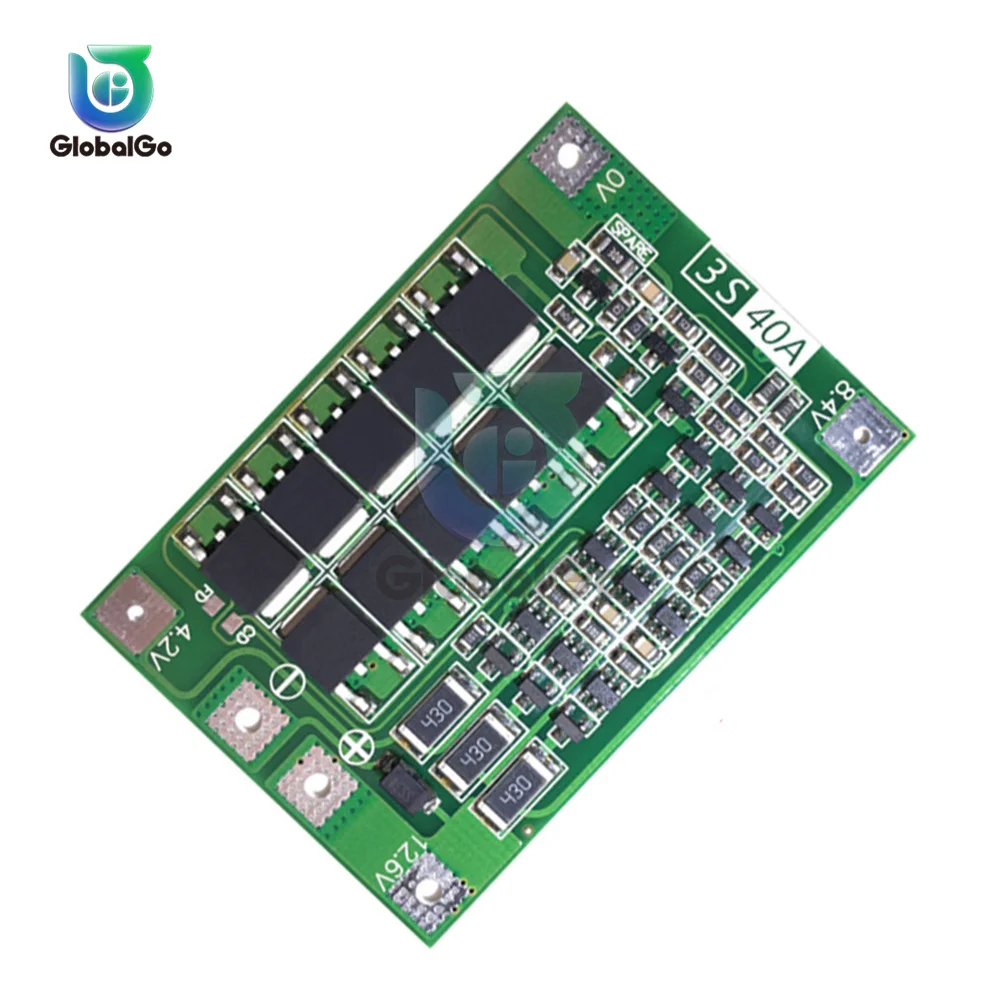 Защитная плата зарядного устройства литий-ионного аккумулятора 3S 40A 18650 BMS для двигателя перфоратора 11,1 В 12,6 баланса вентиляции