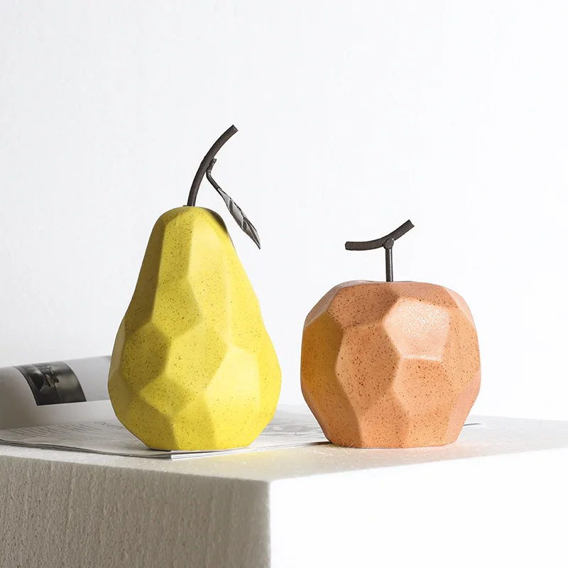 

Fruit Abstract Statue Ornaments Simple Room Decor White Black Apple Pear Resin Figurine Desk Adornment Home Decoration Modern