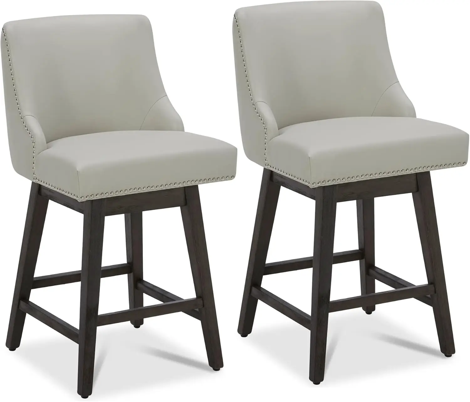 

CHITA Counter Height Swivel Barstools, FSC Certified 26" H Seat Height Upholstered Bar Stools Set of 2, Faux Leather in Creamy