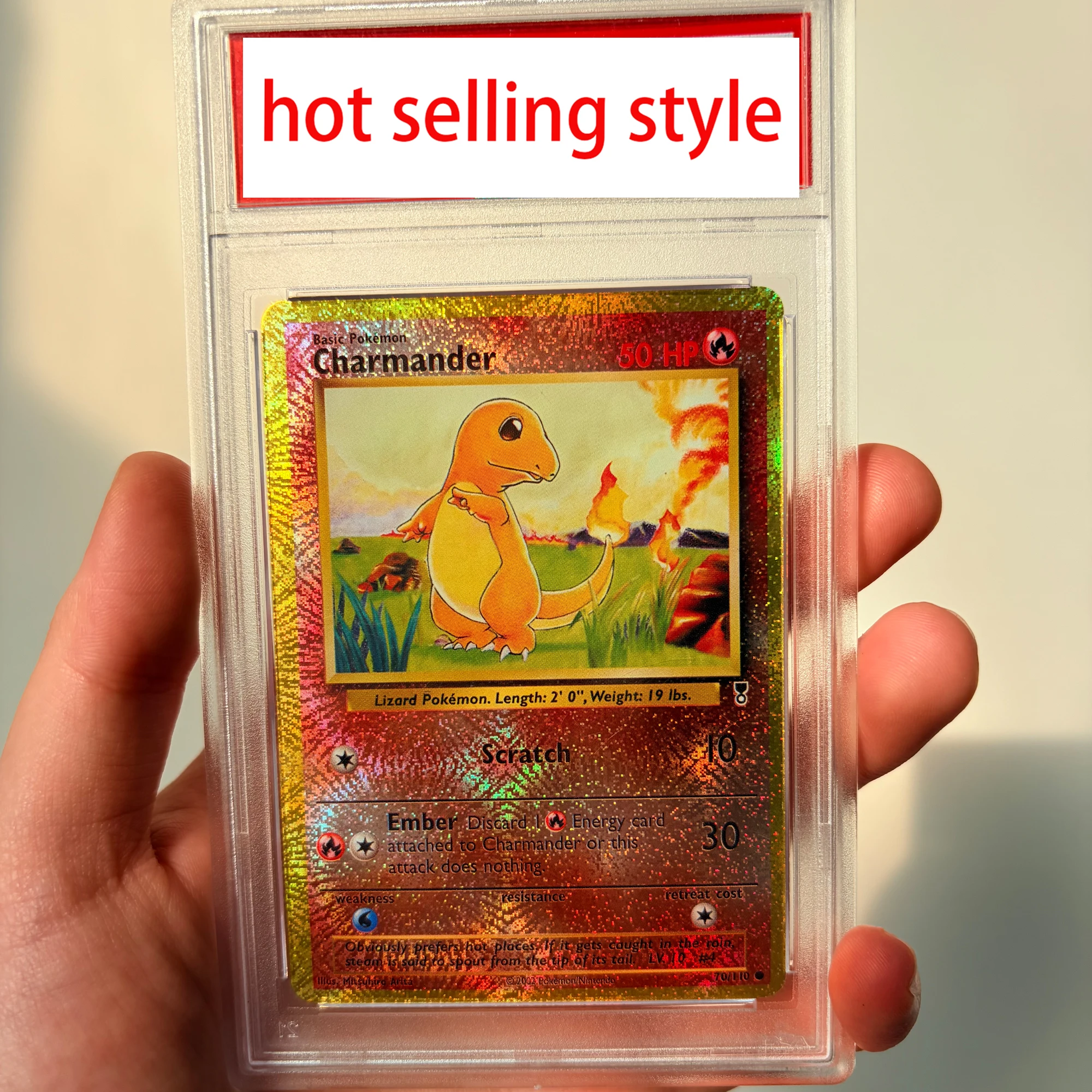 DIY 수제 PTCG 파이리 카피 등급 카드 굴절 색상 플래시 PTCG 파이리 컬렉션 카드 애니메이션 카드 선물 장난감