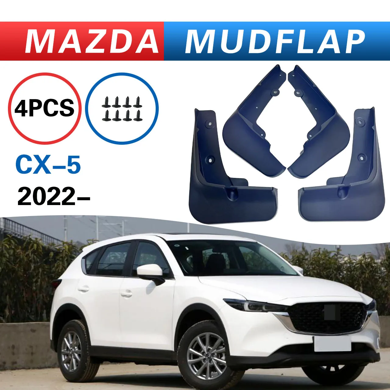 

4Pcs PP Car Mud Flaps Mudflaps Splash Guards Mud Flap Guard Mudguards with Screw Fender Protector for Mazda CX-5 CX5 2022