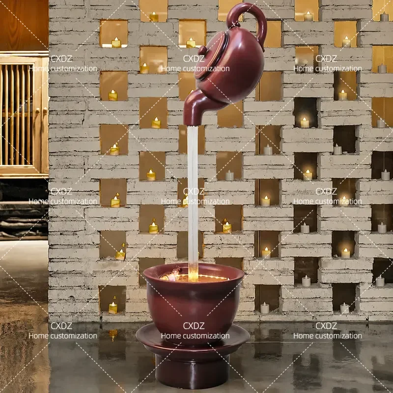 Chinese Style Suspended Flowing Water Ornament Circulating Fountain Tea Room Store Decoration Indoor Faucet Teapot Sky Pot