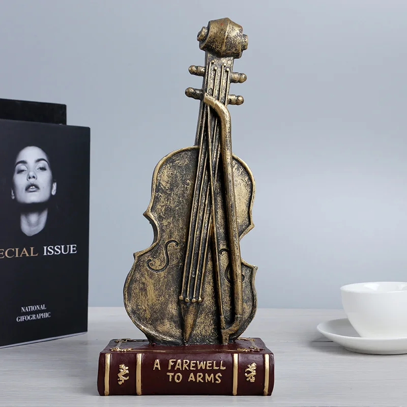 

Nordic Guitar Violin Model Resin Crafts Figurine Ornaments Gifts Office Desk Antique Home Decoration Accessories