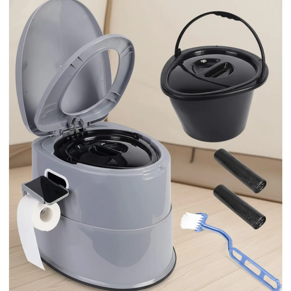

Portable Camping Toilet with Detachable Bucket & Phone Holder, Lightweight for Travel & Outdoor