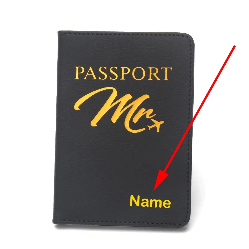 Customized Gold Color Name on Passport Cover Personalised Customizable Name Number Passport Holder Case Travel Wallet