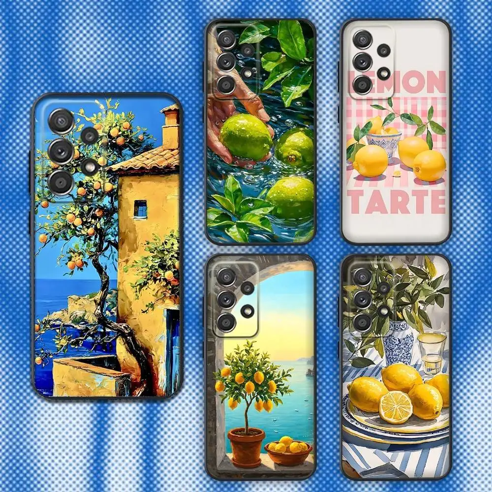 

Fruit lemon Painting Phone Case For Samsung S25,S24,S21,S22,S23,S30,Ultra,S20,Plus,Fe,Lite,Note,10,9,5G Black Cover