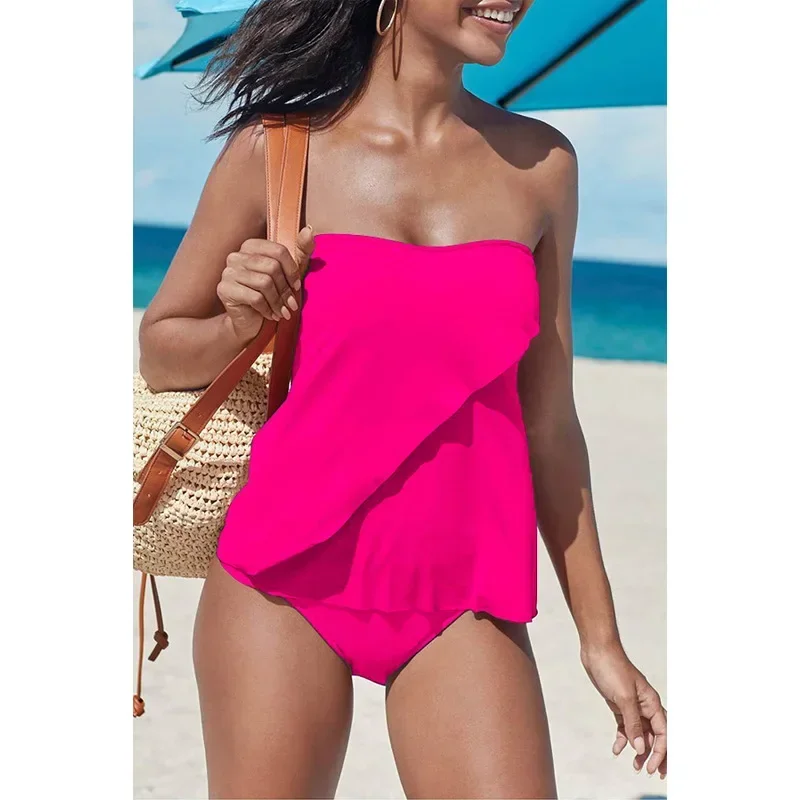 2025 Plus Size Tankini Swimsuit Women Vintage Sexy Backless Swimwear Female Summer Beach Bathing Suit Beach Bather Biquini Mujer