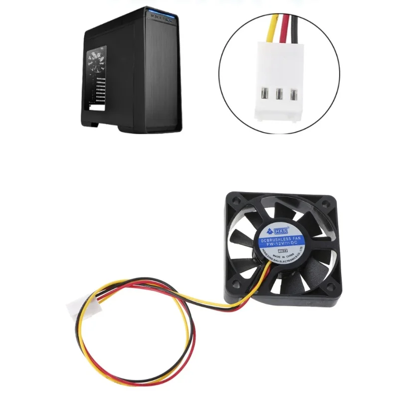 5010 cho 12V 3Pin Quạt Làm Mát Lặng 50mm Quạt CPU cho Không Chổi Than với 22cm Trang Sức Giọt