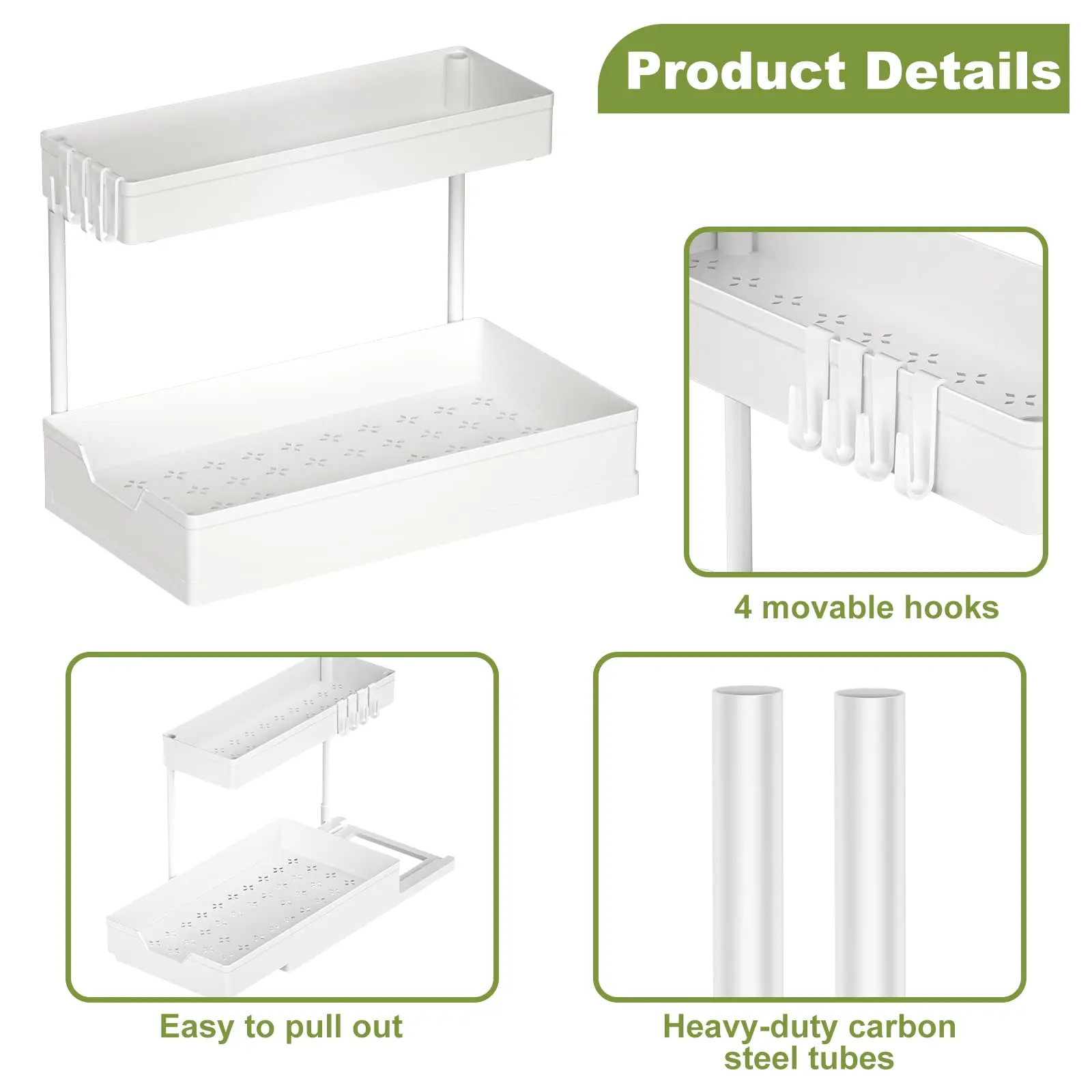 Under Sink Organizers and Storage, L-Shape Kitchen Bathroom Organization, 2-Tier Sliding Storage Under Sink Cabinet Organizer