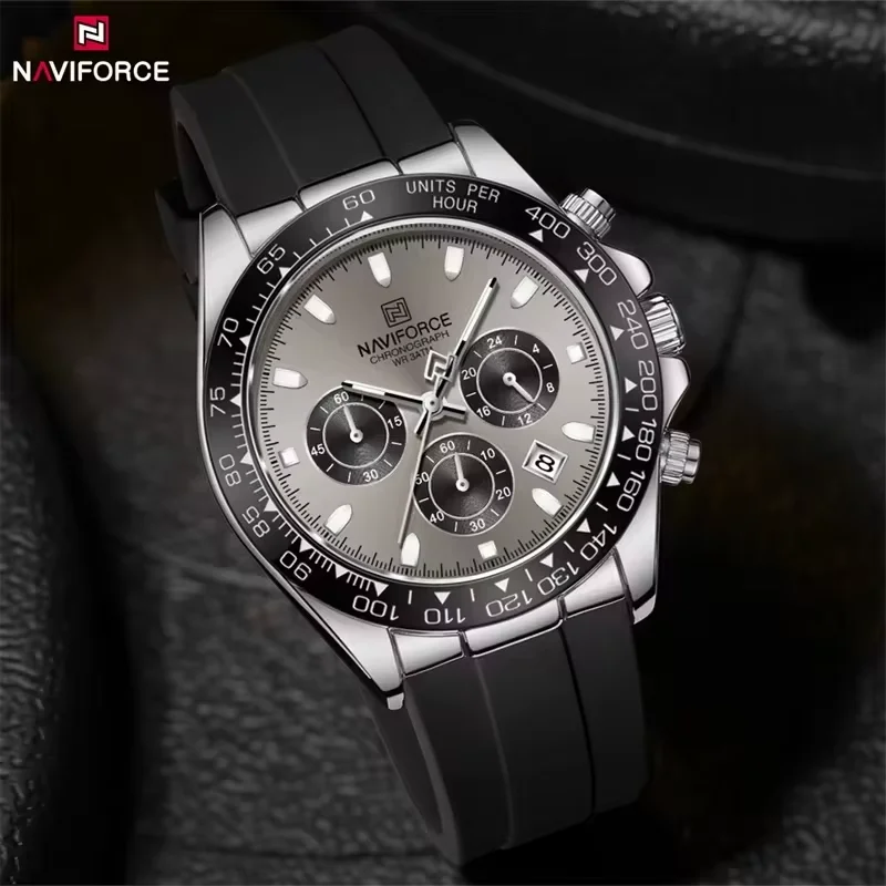 NAVIFORCE Luxury Men\'s Watch Waterproof Sports Quartz Clock Silicone Strap Chronograph Luminous Wristwatches Relogio Masculino