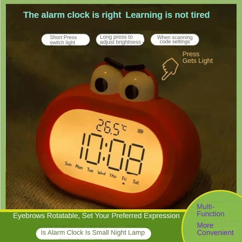 

Alarm Clock Student Alarm Smart Timer Children's Cartoon Bedside Desktop Night Light Silent Learning Lights Up Alarm Clock Table